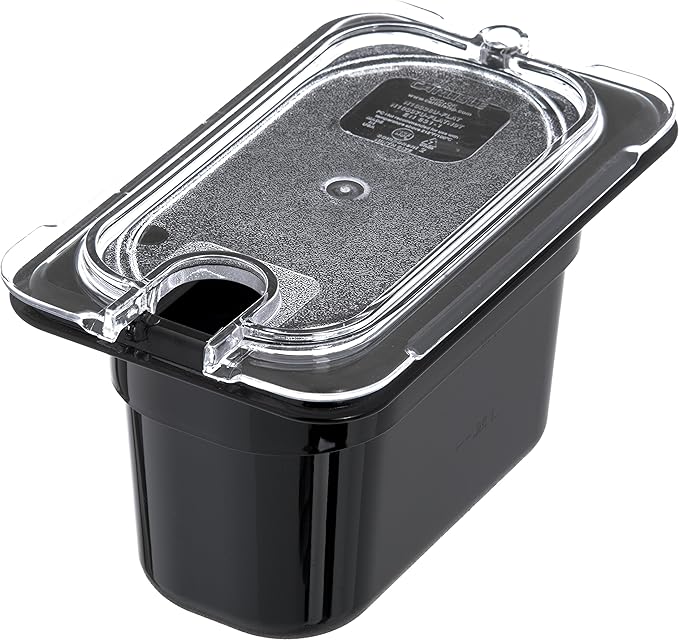 Carlisle FoodService Products Storplus Food Storage Container Food Pan, Chafing Pan for Catering, Buffets, Restaurants, Polycarbonate (Pc), 1/9 Size 4 Inches Deep, Black, (Pack of 6)