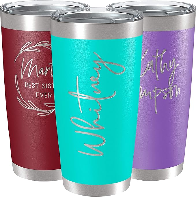Personalized Tumblers, Stainless Steel 20 oz Tumbler w/Lid I Personalized Cups Double Walled Insulated Coffee Cup for Travel - Teal