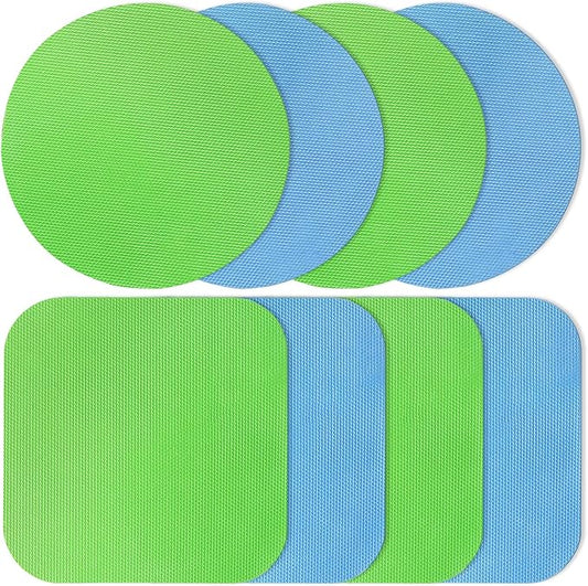 8PCS Jar Gripper Pads, Multifunctional Rubber Jar Opener, Heat Insulation Pad Kitchen Coasters for Elderly Senior Suffering from Weak Hands Arthritis (Light Blue, Green)