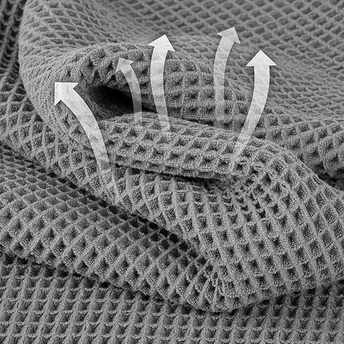 Microfiber Waffle Face Towels, 4 Pieces, Soft, Absorbent, Fast Drying, Lint Free (Gray)