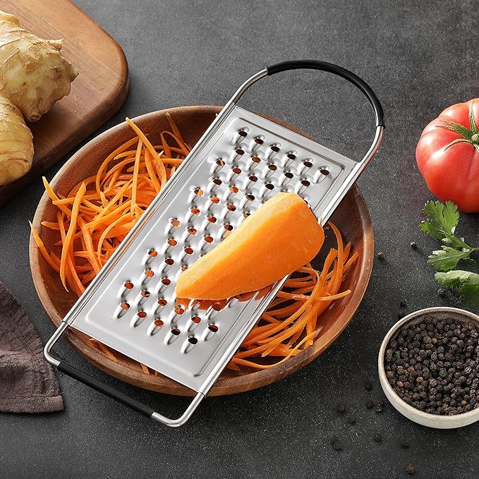 Cheese Grater Handheld, HIA Flat Coarse Stainless Steel Graters for Kitchen, Food Grater with Anti-Slip Handle, Perfect for Potato, Vegetable, Butter, Parmesan Cheese
