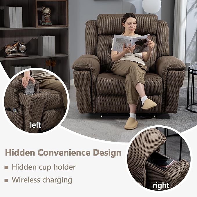 28in Extra Wide Big Man 400lbs Power Lift Recliner Chair for Senior Elderly Adults Lay Flat Lift Recliner with Heat & Massage, Wireless Charging, USB Ports, Cup Holder, Lumbar Pillow