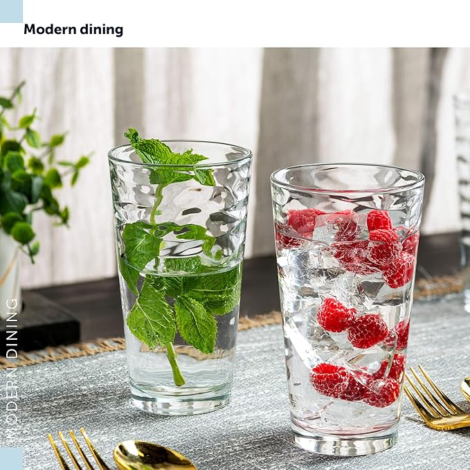 Biscayne Glassware Set, 24-Piece, Mixed Sizes with Cooler, DOF, Juice and Shot Glasses