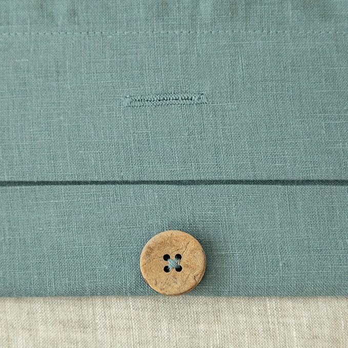 EVERLY 100% Pure Linen Duvet Cover Set King Size 104X90Inch 3pcs (1 Duvet Cover,2 Pillowcases) Soft and Breathable for All Season with Coconut Button Closure, Suitable for Hot Sleepers-Aqua-King