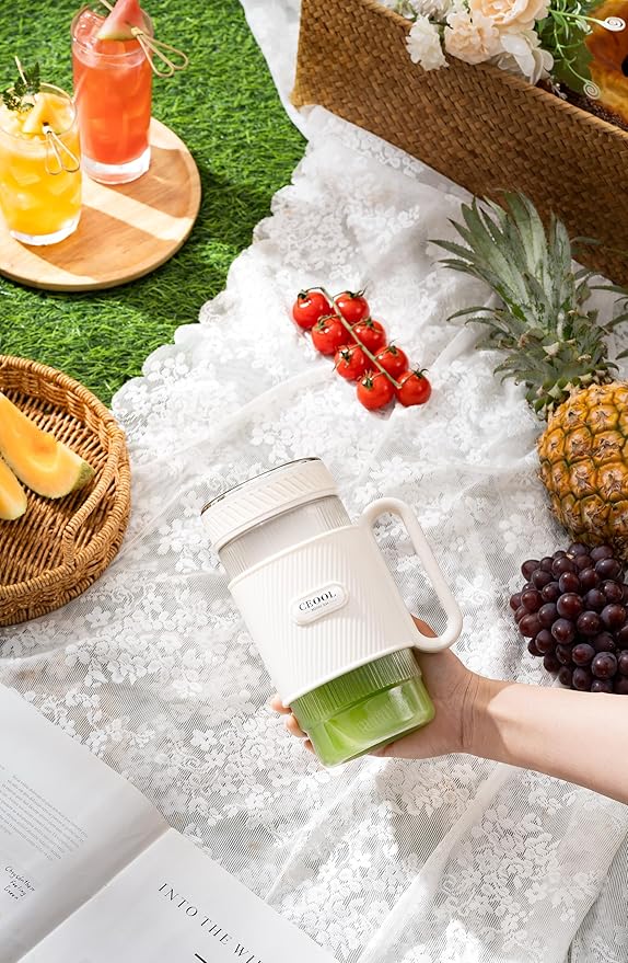 Eletric Portable Blender Cup, USB Rechargable, One-Touch Mini Travel Mixer for Healthy Shakes & On-the-Go Nutrition