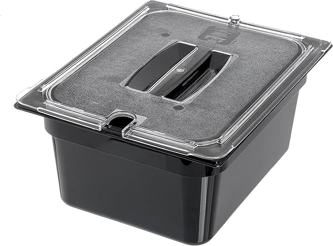 Carlisle FoodService Products Storplus 1/2-Size Food Pan for Catering, Buffets, and Restaurants, Polycarbonate 6 Inches Deep, Black