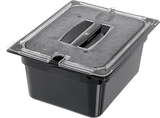 Carlisle FoodService Products Storplus 1/2-Size Food Pan for Catering, Buffets, and Restaurants, Polycarbonate 6 Inches Deep, Black