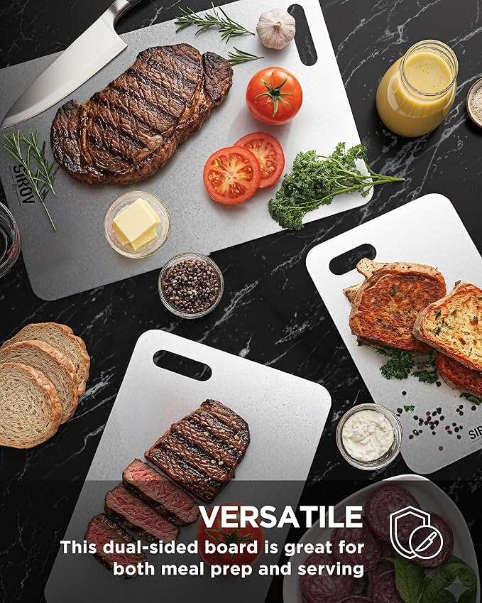 Katuchef Titanium Cutting Board for Kitchen, 100% Pure Titanium Cutting Board Food Grade,Non Toxic chopping board, Dishwasher safe, Easy to Clean(3PCS)
