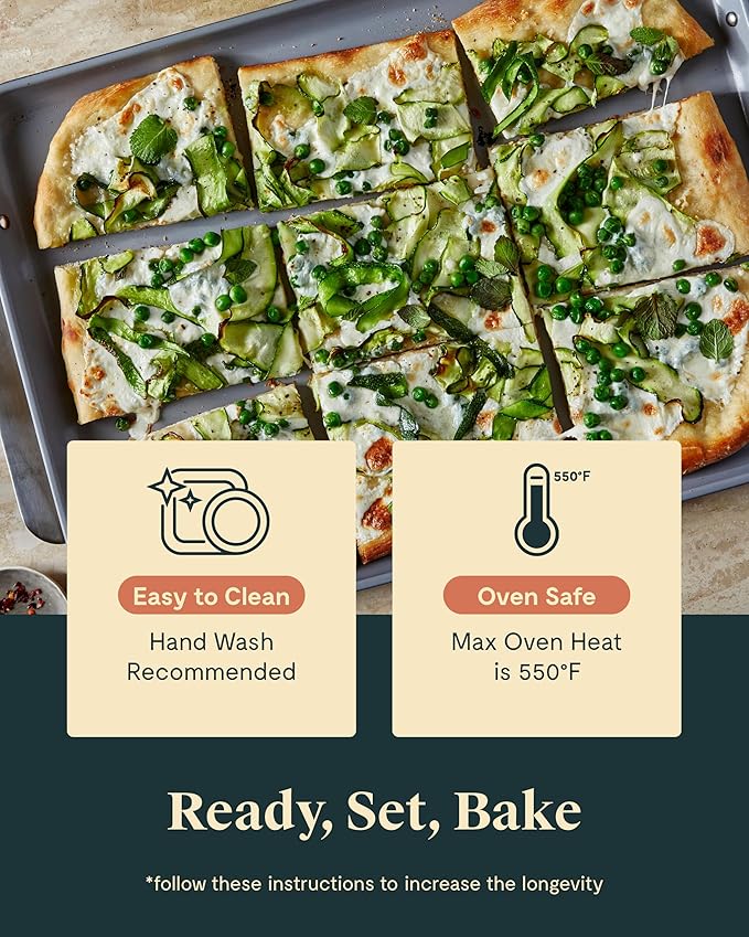 Caraway Nonstick Ceramic Bakeware Set (5 Pieces) - Baking Sheets, Assorted Baking Pans, & Storage - Aluminized Steel Body - Non Toxic, PTFE & PFOA Free - Navy
