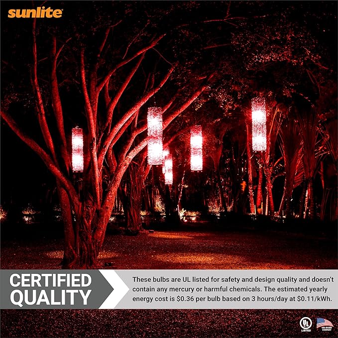 Sunlite 80148 LED A19 Colored Light Bulb, 3 Watts (25w Equivalent), E26 Medium Base, Non-Dimmable, UL Listed, Party Decoration, Holiday Lighting, 1 Count, Red