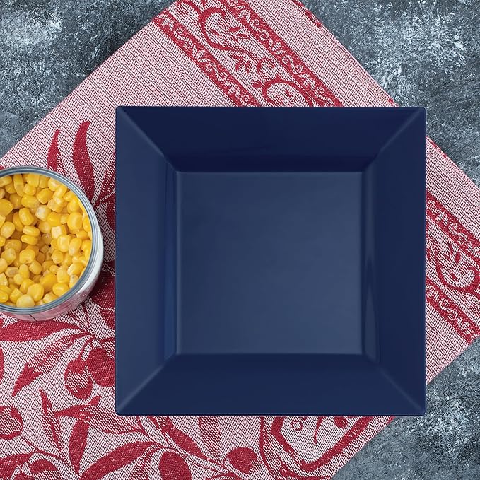 Smarty Had A Party Disposable Plastic Dessert Plates, 6.5" Heavy Duty Square Blue Salad Plates for Appetizers, Cakes, and Events, Bulk Supplies for All Occasions (120 Count)