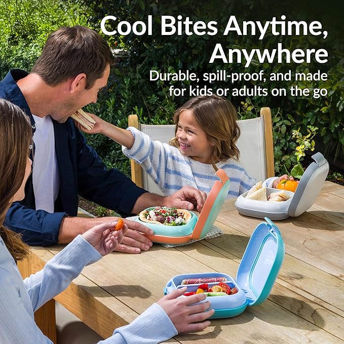Bentgo Chill Mini Leak-Proof Lunch Box – Built-In Ice Pack Keeps Food Cold, 2.7-Cup Capacity for Snacks or a Sandwich, 3 or 4 Compartments, PFAS & BPA-Free, Ideal for Adults & Kids 3+ (Lilac Mist)