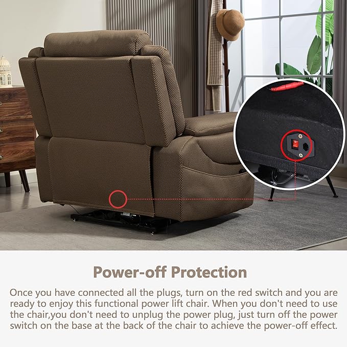 28in Extra Wide Big Man 400lbs Power Lift Recliner Chair for Senior Elderly Adults Lay Flat Lift Recliner with Heat & Massage, Wireless Charging, USB Ports, Cup Holder, Lumbar Pillow