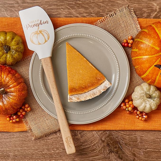 Tovolo Spatulart ‘Hello Pumpkin' Fall Silicone Spatula with Wood Handle – BPA Free, Heat-Resistant, Ideal for Baking, Mixing & Meal Prep