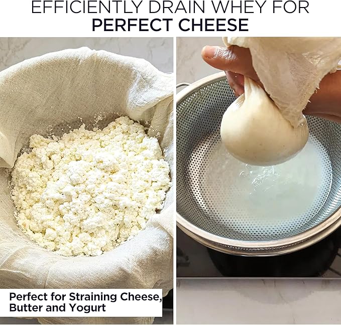 Raajsee Cheese Cloths Grade 100, 24 Sq Feet - 2.8 Sq Yards Unbleached 100% Organic Cotton Fabric - Reusable Ultra Fine Mesh Muslin Cloth - Cheesecloth For Straining Cooking,Baking,Cheese Making