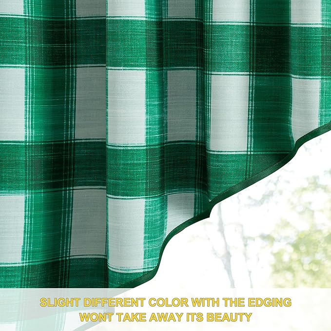 NICETOWN Swag Curtains for Living Room, Christmas Decor Rod Pocket Short Window Covering for Kitchen, Room Darkening Small Curtains for Bedroom (Green & White, 1 Pair, 36" x 36")