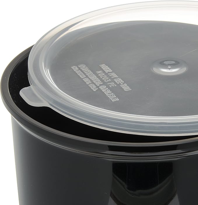 Carlisle FoodService Products Classic Round Storage Container Crock with Lid for Kitchen, Restaurants, Home, Plastic, 2.7 Quarts, Black, (Pack of 6)