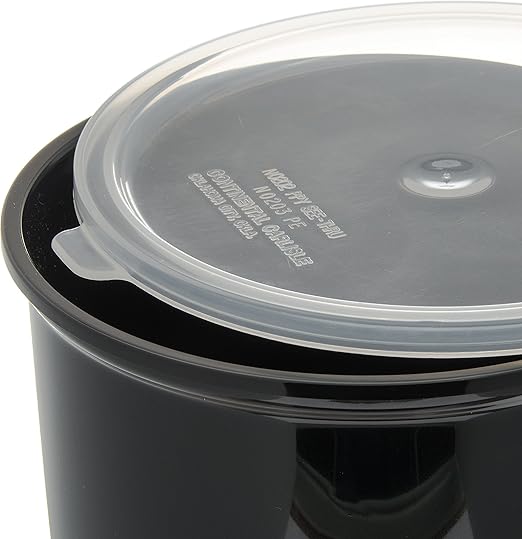 Carlisle FoodService Products Classic Round Storage Container Crock with Lid for Kitchen, Restaurants, Home, Plastic, 2.7 Quarts, Black