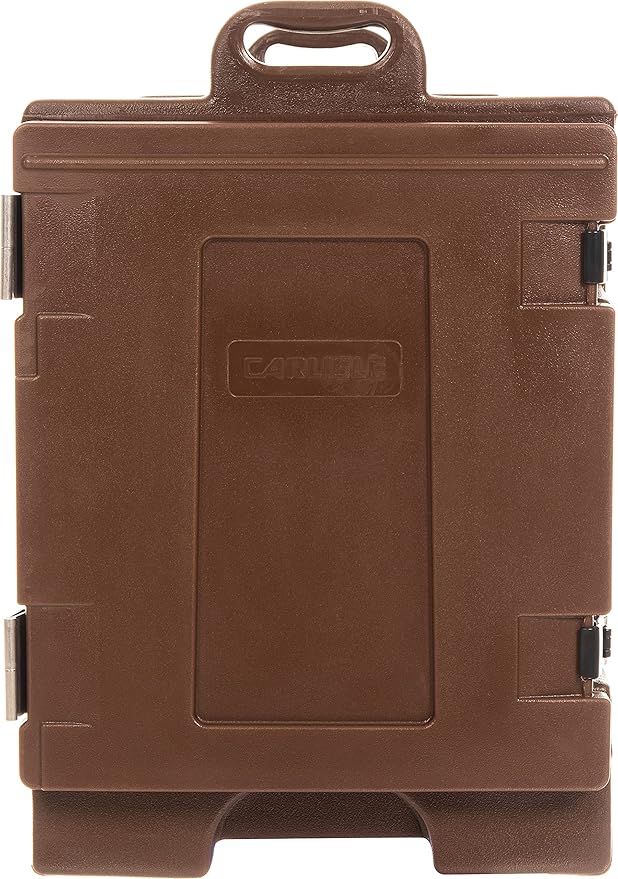 Carlisle FoodService Products Cateraide Insulated Front Loading Food Pan Carrier with Handles for Catering, Events, and Restaurants, Plastic, 5 Pans, Brown