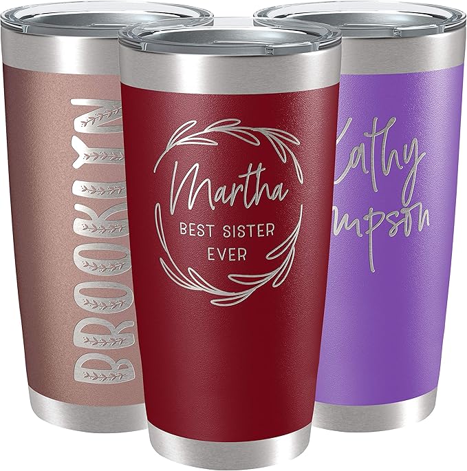 Personalized Tumblers, Stainless Steel 20 oz Tumbler w/Lid I Personalized Cups Double Walled Insulated Coffee Cup for Travel - Cardinal Red