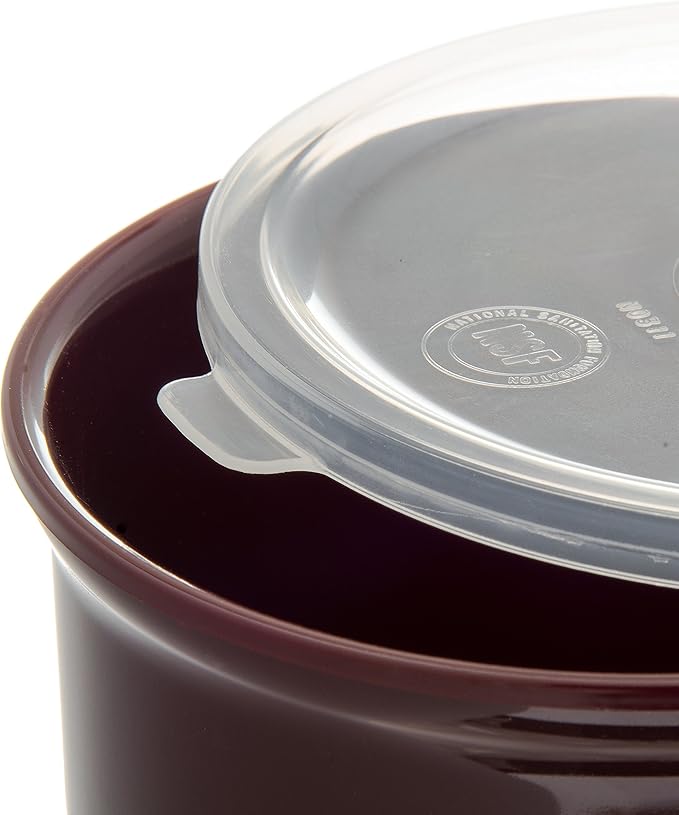 Carlisle FoodService Products Classic Round Storage Container Crock with Lid for Kitchen, Restaurants, Home, Plastic, 1.2 Quarts, Brown, (Pack of 12)