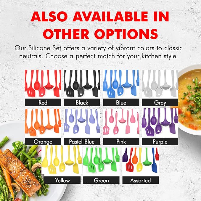 Chef Craft 7 Piece Blue Premium Silicone Kitchen Tool Set (42081)