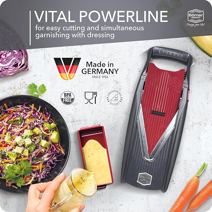 Börner by Reston Lloyd Mandoline Slicer Vital (Starter Set) • V-Slicer with 10 Cutting Styles & Safety Food Holder • Adjustable Kitchen Slicer & Dressing Function