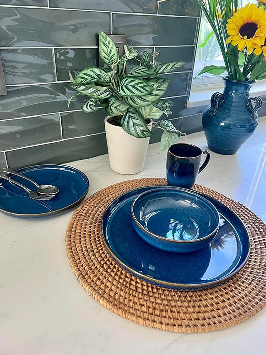 CeramicAzoia Dinnerware Set of 4 (Cobalto Blue, Salad Plate)…