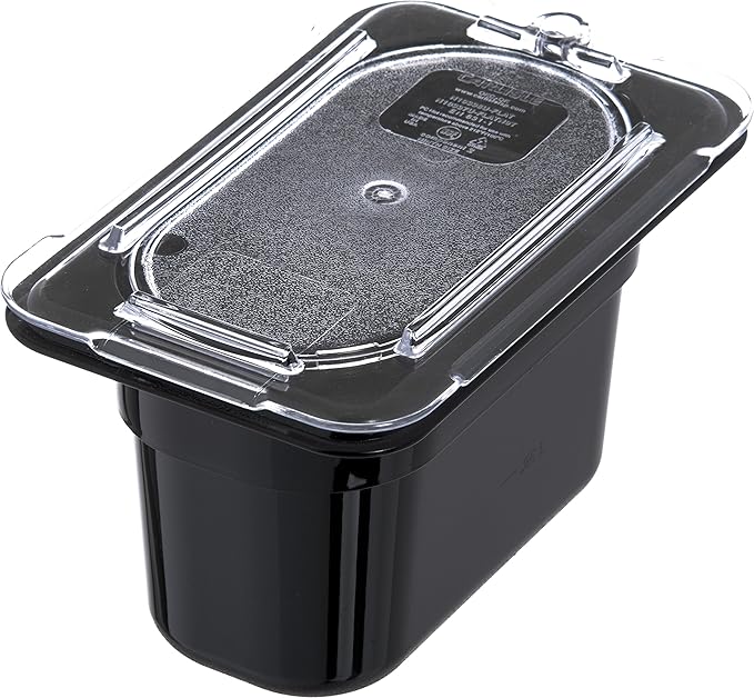 Carlisle FoodService Products Storplus Food Pan, Food Storage Container with Spoonable Corners for Catering, Buffets, Restaurants, Polycarbonate (Pc), 1/9 Size 4 Inches Deep, Black