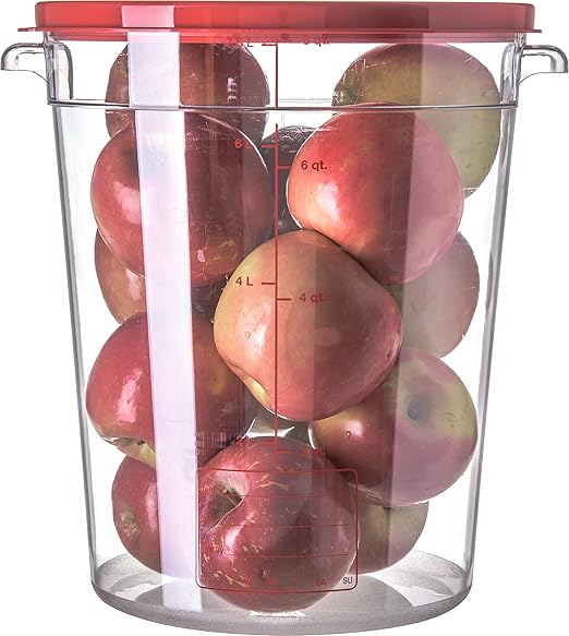 Carlisle FoodService Products Storplus Round Food Storage Container with Stackable Design for Catering, Buffets, Restaurants, Polycarbonate (Pc), 8 Quart, Clear