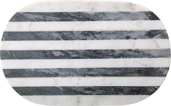 Bloomingville Marble Cheese and Cutting Board with Stripes, Black and White