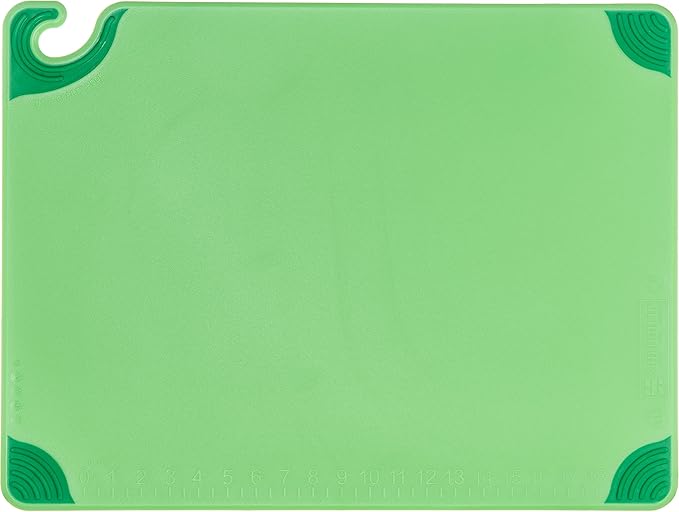 San Jamar Saf-T-Grip Plastic Cutting Board with Safety Hook, 18" x 24" x 0.5", Green