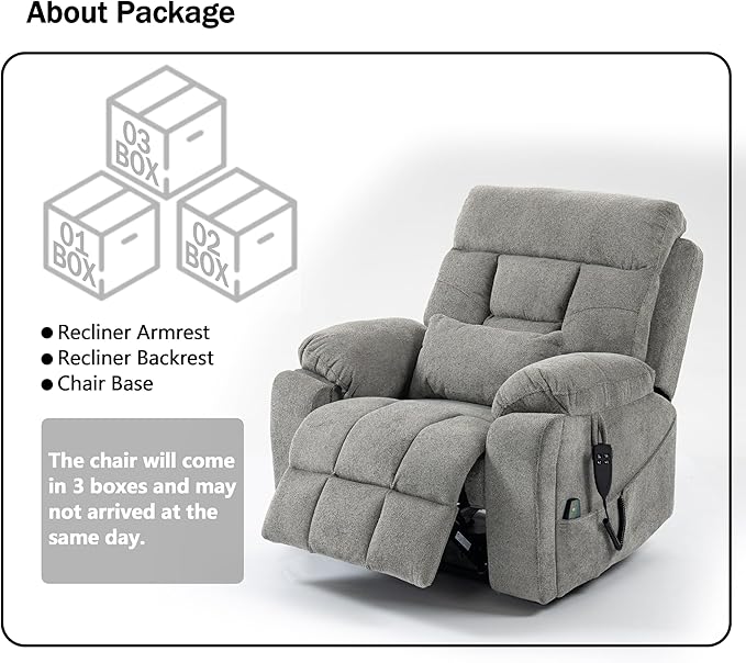 Dual Motor Power Lift Recliner Chair with Massage Heating for Adults Elderly, Electric Lift Chairs Lay Flat Recliners, Infinite Position, 2 Hidden Cup Holders