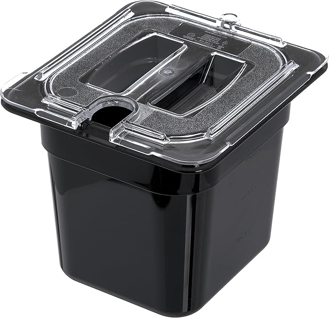 Carlisle FoodService Products Storplus 1/6-Size Plastic Food Pan, Food Storage Container, for Catering, Buffets, Restaurants, Polycarbonate, 1/6 Size, 6 Inches Deep, Black, (Pack of 6)