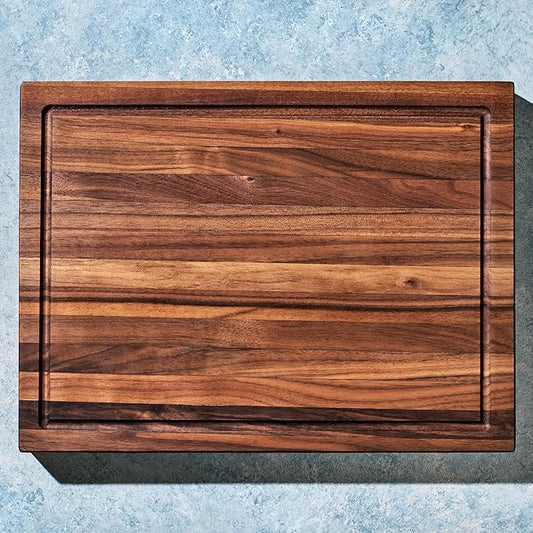 HexClad Medium Walnut Cutting Board, Double-Sided with Juice Groove & Recessed Handles, Durable, Scratch-Resistant Hardwood, Great for Chopping, Carving & Serving, 11.75"x15.75"