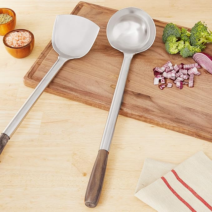 Fox Run Spatula & Ladle Wok Tool Set, 16.5-17.5 inches, Stainless Steel