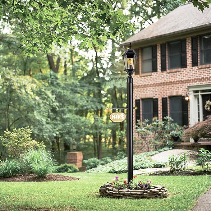 Design House 589192-TBK Traditional Oak Creek Outdoor Post Top Light with Clear Glass for Driveways and Porches, Textured Black