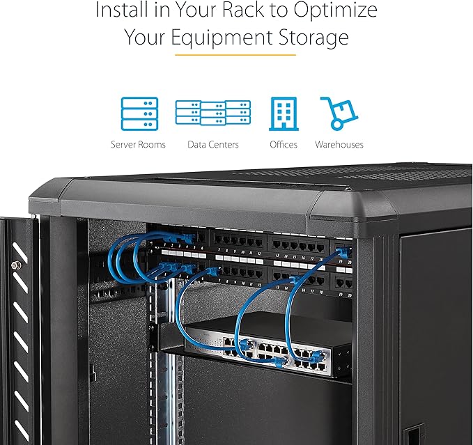 StarTech.com 2U Server Rack Shelf - Universal Rack Mount Cantilever Shelf for 19" Network Equipment Rack & Cabinet - Heavy Duty Steel – Weight Capacity 125lb/56kg - 18" Deep Tray, Black (CABSHELFHD)
