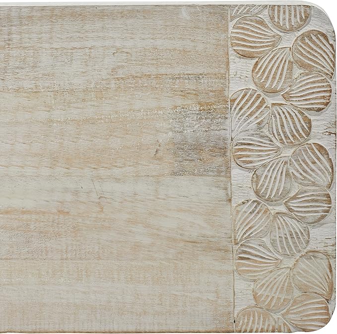 Deco 79 Wood Floral Intricately Carved Cutting Board, Set of 3 19", 16", 13"W, Brown