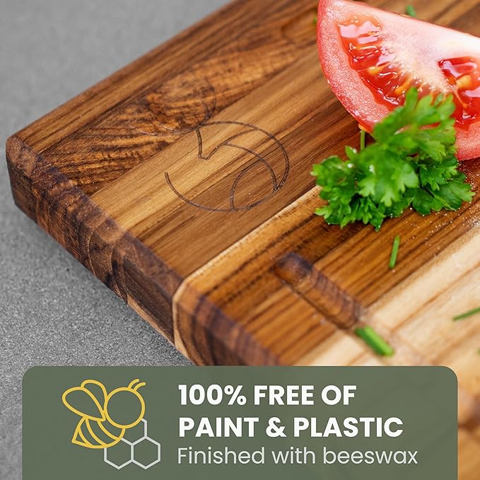 WALDWERK Large Teak Wood Cutting Board (24 x 18 x 1.2") - Solid Wood Cutting Board - Extra Large Teak Wood Chopping Board - Wooden Butcher Block for Kitchen