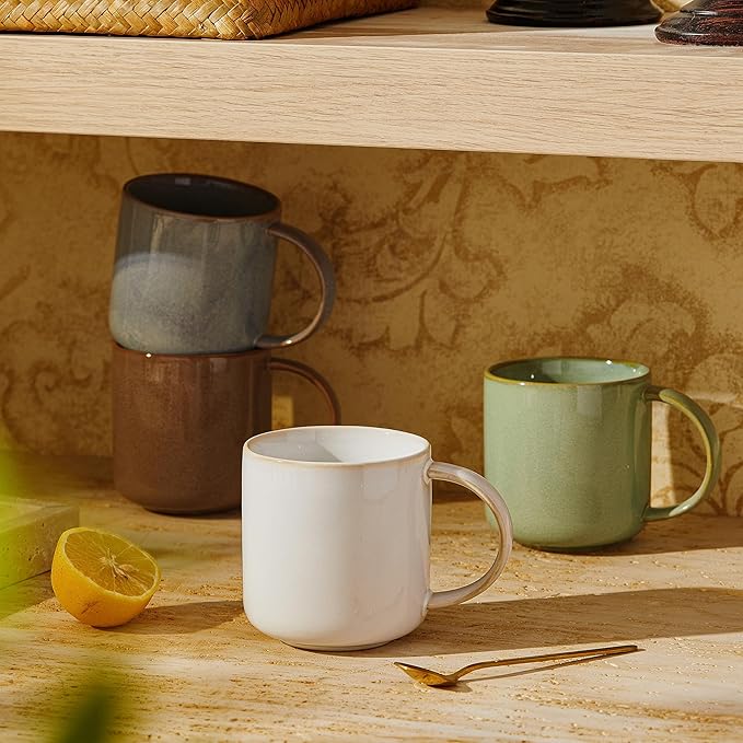 Olé Ceramic Mug Set of 4-15oz Cute Coffee Mugs for Hot Chocolate, Espresso, and Tea, Nordic Style, Dishwasher and Microwave Safe, Gift for Coffee Lovers