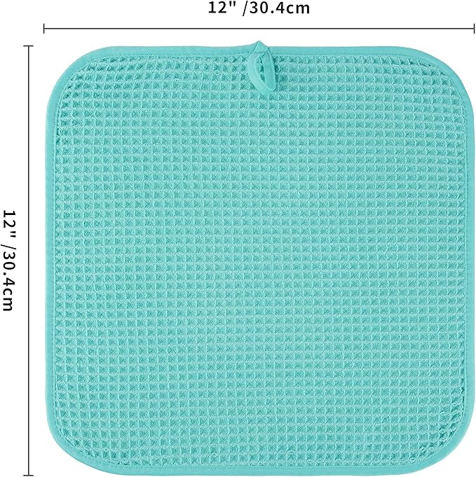 Microfiber Waffle Face Towels, 4 Pieces, Soft, Absorbent, Fast Drying, Lint Free (Turquoise)