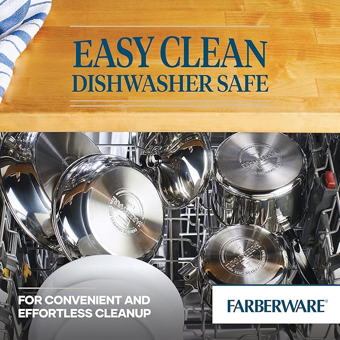Farberware 50008 Classic Stainless Steel Stock Pot/Stockpot with Lid - 12 Quart, Silver