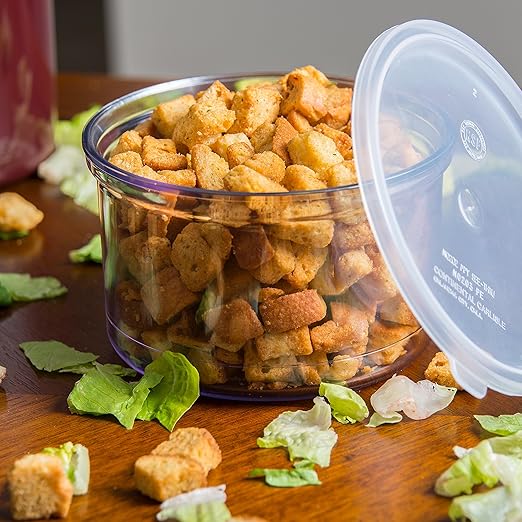Carlisle FoodService Products Classic Round Storage Container Crock with Lid for Kitchen, Restaurants, Home, Plastic, 1.5 Quarts, Clear