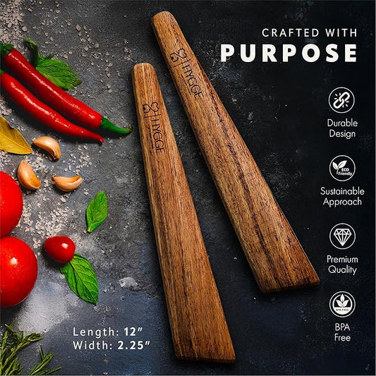 Wooden Spatula for Cooking – 12 inch Premium Wood Turner for Nonstick Pans & Cast Iron – Durable Kitchen Utensil, Egg Scraper, Pancake Flipper, Kitchen Gift Idea – Set of 2