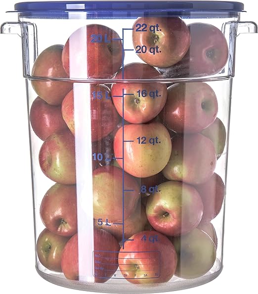 Carlisle FoodService Products Storplus Round Food Storage Container with Stackable Design for Catering, Buffets, Restaurants, Polycarbonate (Pc), 22 Quart, Clear