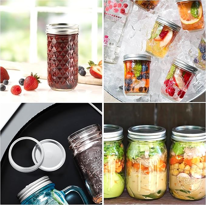 Ball Kerr Canning Lids with Rings - Split Lids & Rings, Food Grade Material, 100% Fit & Airtight for Regular Mouth Jars (72pcs)