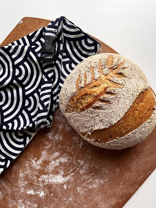 2 XL Beeswax Bread Bags for Homemade Sourdough, Produce, Sandwiches & Lunchbox Use - Reusable Bread Storage Bags, Washable (2-Pack)