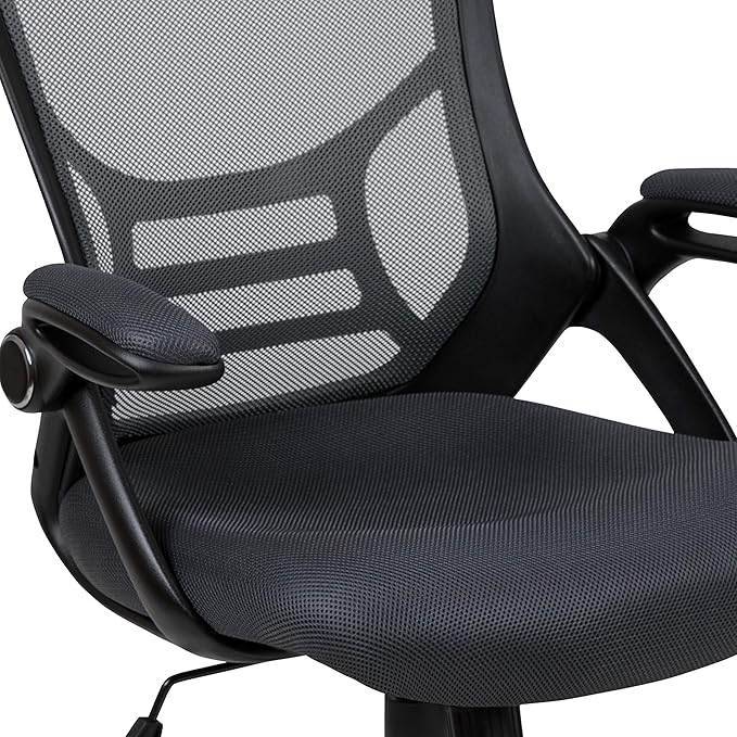 Flash Furniture Porter High-Back Swivel Office Chair with Adjustable Lumbar Support and Seat Height, Ergonomic Mesh Desk Chair with Flip-Up Armrests, Black