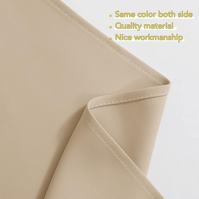 NICETOWN Room Darkening Pole Pocket Kitchen Tier Curtains- Tailored Scalloped Valance/Swags for Nursery for Basement (Biscotti Beige, 2 Pieces, 72 inches Wide Combined, 63 inches Long)